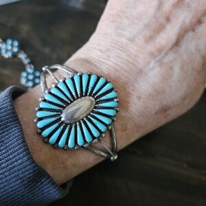 Vintage Zuni Turquoise Cuff Bracelet
